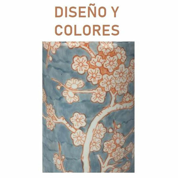 Lampada da tavolo DKD Home Decor Azzurro Arancio Fiori 220 V 60 W Orientale (35 x 35 x 57 cm)