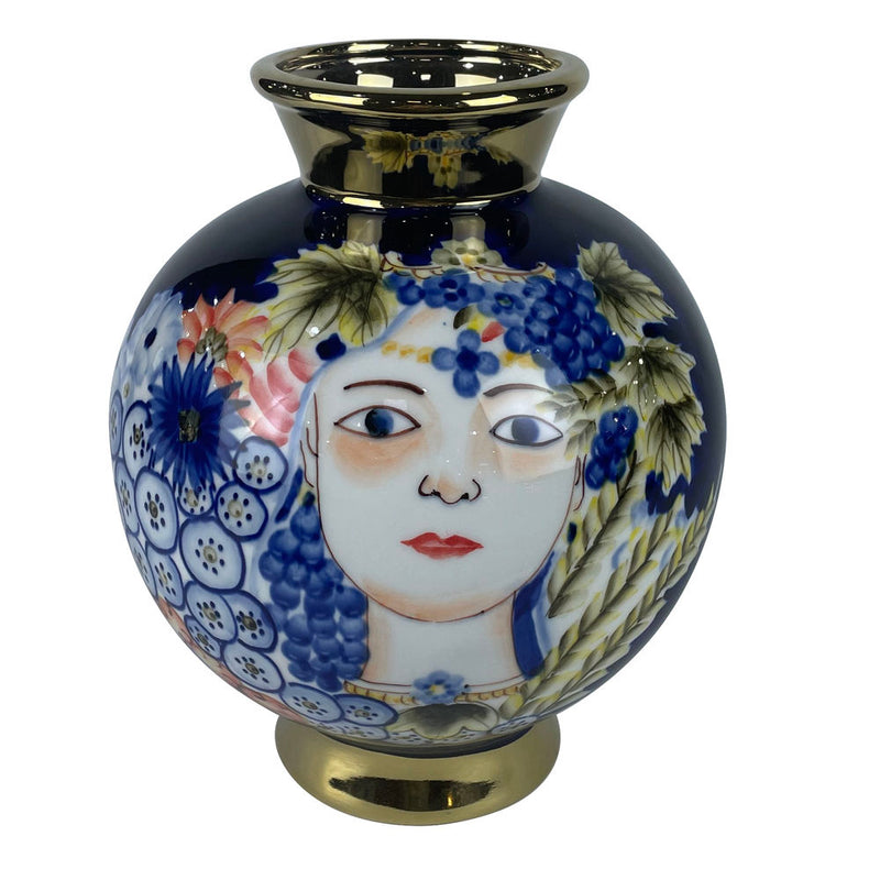 Vaso da Fiori in Porcellana Decorativo Stile Orientale Elegante Shabby Chic - cm 23x19x19