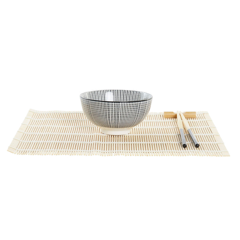 Set per Sushi DKD Home Decor 14,5 x 14,5 x 31 cm Nero Gres Orientale (16 Pezzi)