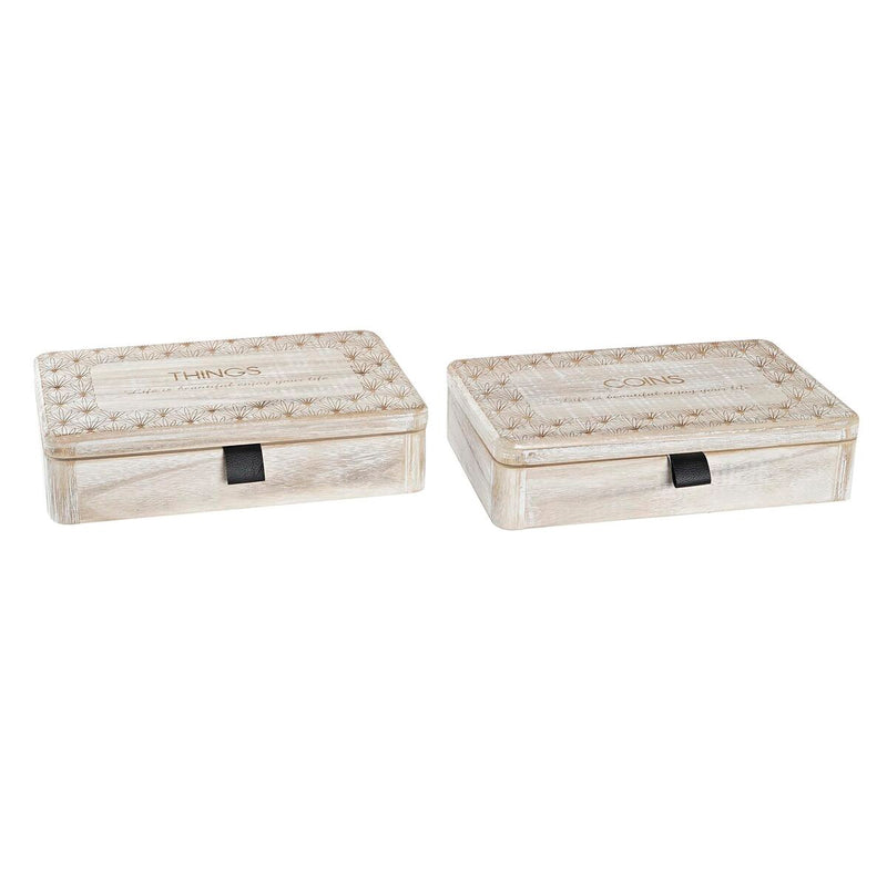 Scatola Decorativa DKD Home Decor Naturale Legno MDF 28 x 18 x 6,5 cm (2 Unità)