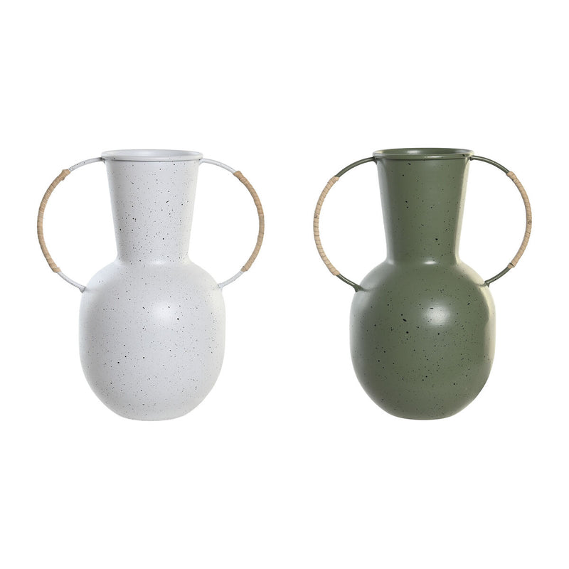 Vaso DKD Home Decor 20 x 13 x 24 cm Metallo Terracotta Bianco Verde (2 Unità)