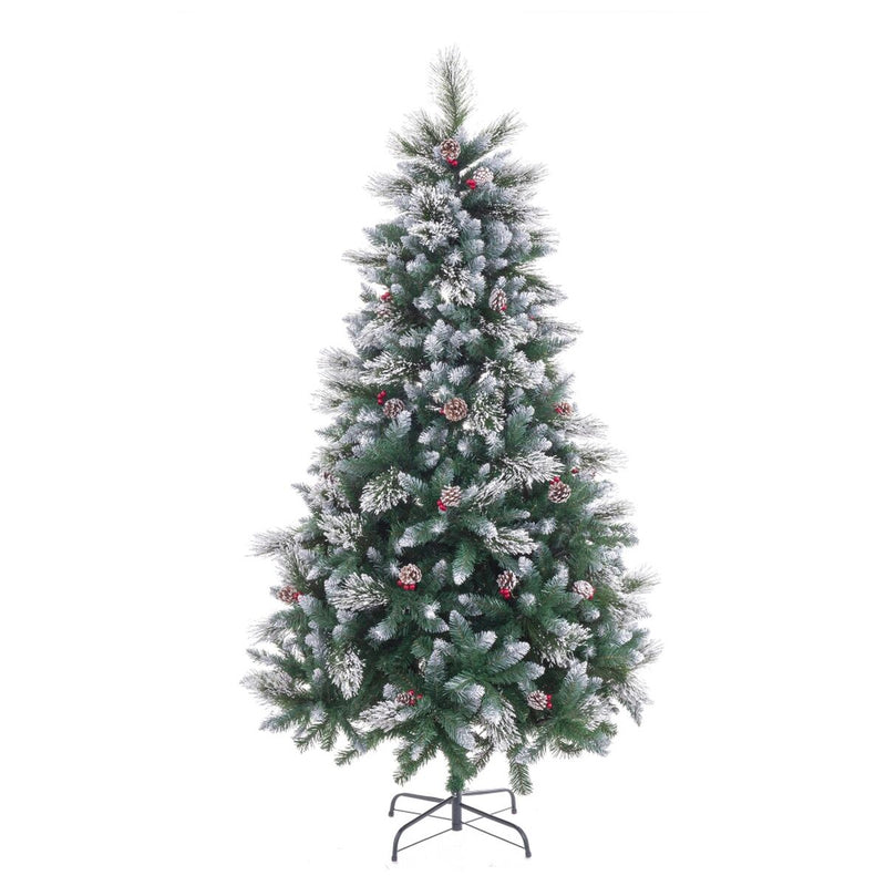 Albero di Natale Bianco Rosso Verde PVC Metallo Polietilene Nevoso 210 cm