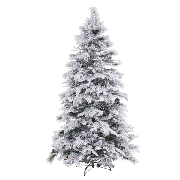 Albero di Natale Bianco Verde PVC Metallo Polietilene 210 cm