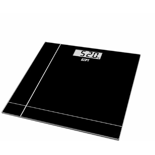 Bilancia Digitale da Bagno EDM Cristallo Nero 180 kg (26 x 26 x 2 cm)