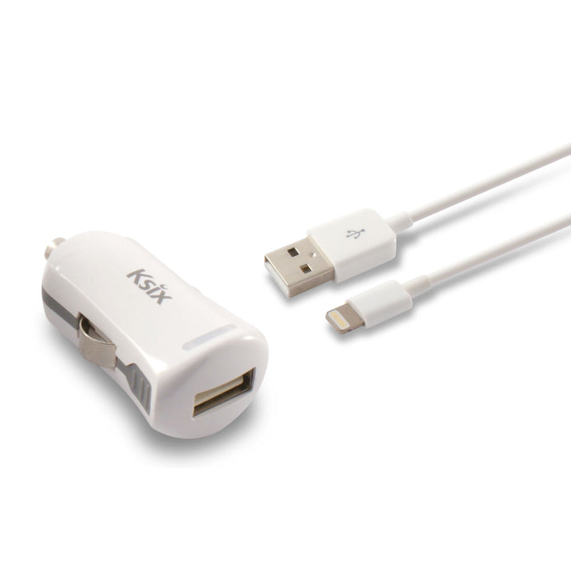 Caricabatterie USB per Auto + Cavo Lightning MFi KSIX Apple-compatible 2.4 A