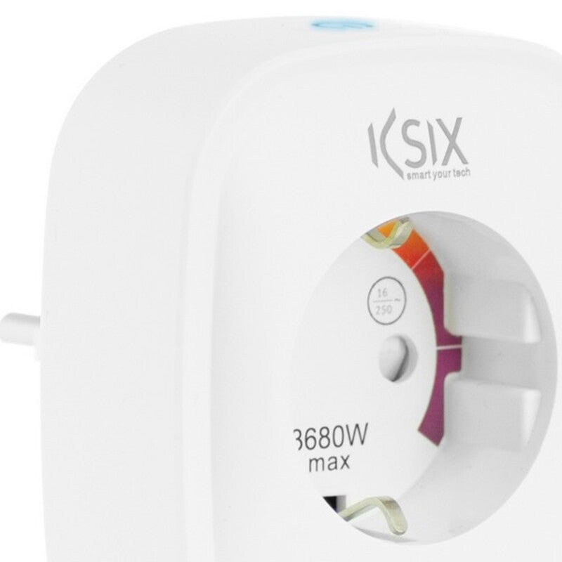 Presa Intelligente KSIX Smart Energy Slim WIFI 250V Bianca Compatibile Android, iOS, Google Assistant, Alexa