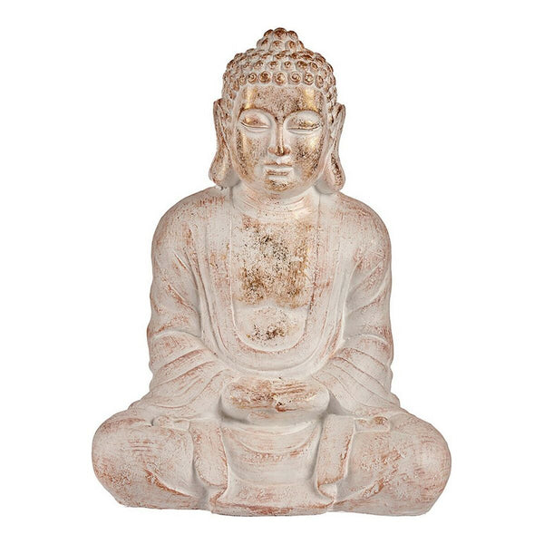 Statua Decorativa da Giardino Buddha Bianco/Dorato Poliresina (25 x 57 x 42,5 cm)