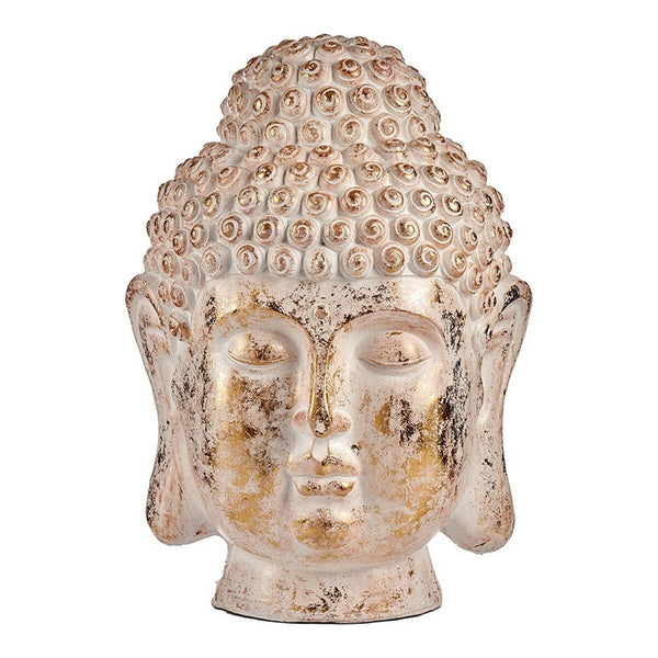 Statua Decorativa da Giardino Buddha Testa Bianco/Dorato Poliresina (45,5 x 68 x 48 cm)