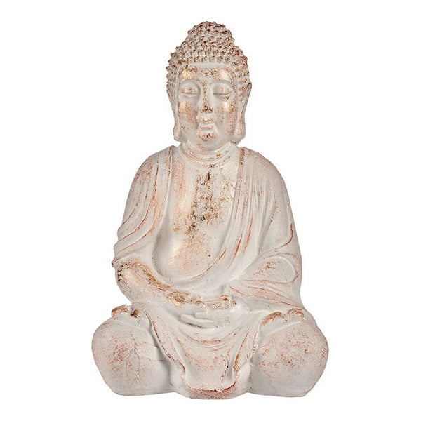 Statua Decorativa da Giardino Buddha Bianco/Dorato Poliresina (24,5 x 50 x 31,8 cm)