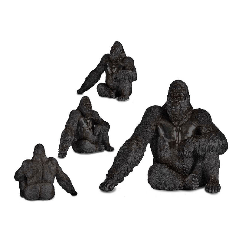 Statua Decorativa Gorilla Nero seduto in Resina 63 cm