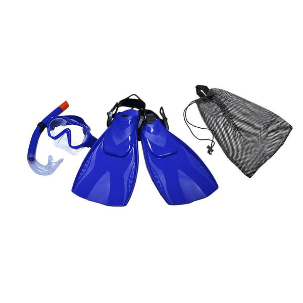 Maschera da Snorkeling con Boccaglio e Pinne Eqsi Per bambini Azzurro
