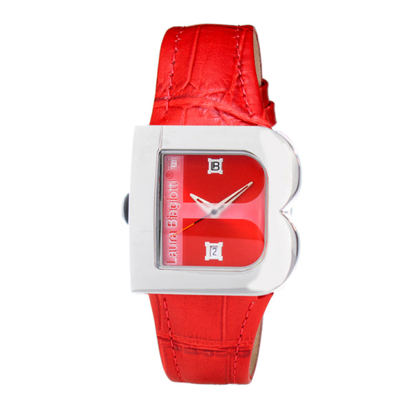 Orologio Donna Laura Biagiotti Rosso Cinturino in Pelle Cassa in Acciaio