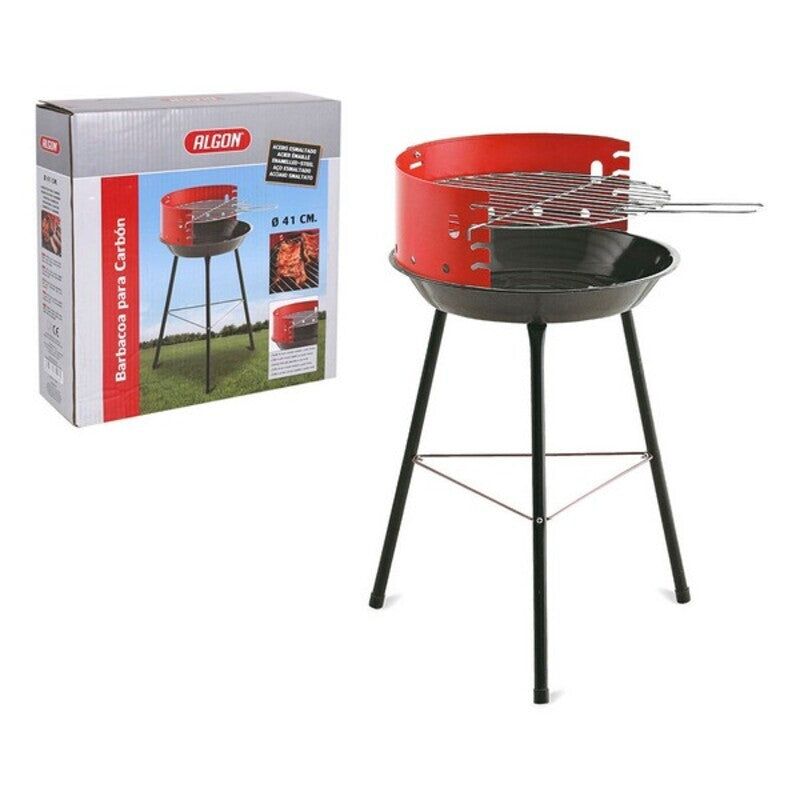 Barbecue a Carbone con Gambe Algon Rotondo Rosso Nero (ø 41 cm)