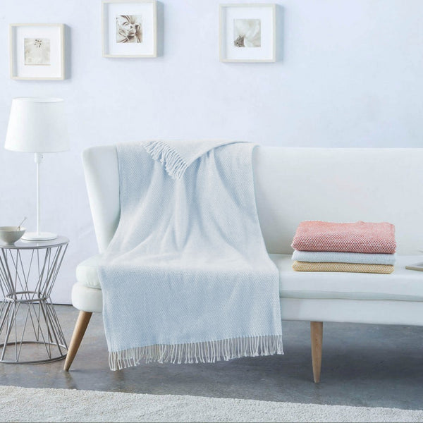 Coperta per divano di Lana Grigio Perla con frange cm 170x130