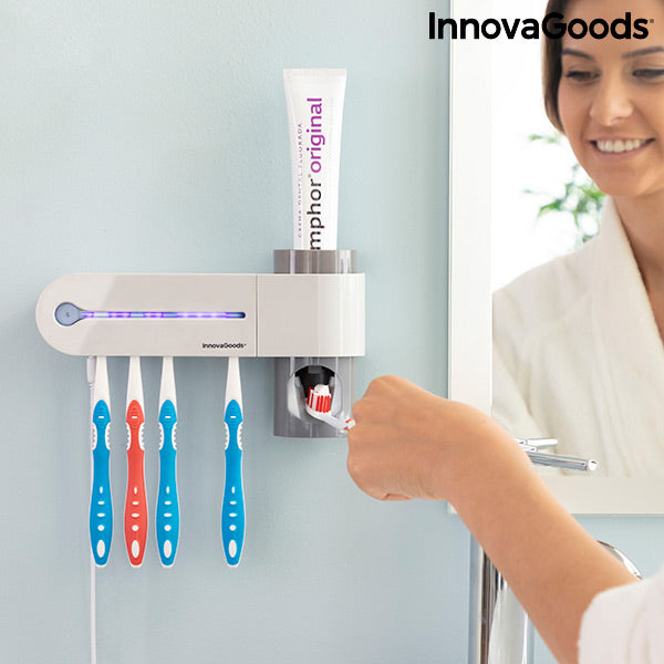 Porta Spazzolini da Denti da Parete con Sterilizzatore UV  e Dispenser di Dentifricio Smiluv InnovaGoods