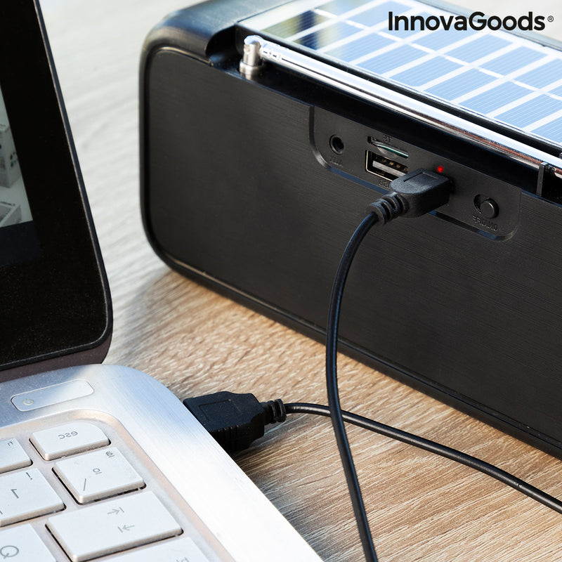 Altoparlante Bluetooth wireless ecologico con torcia a LED - ricaricabile tramite energia solare o USB