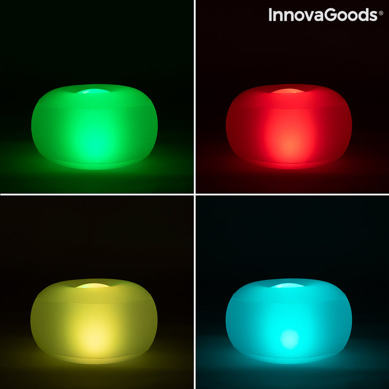 Pouf Gonfiabile Galleggiante con Luce LED Multicolor e Telecomando da Esterno e Interno