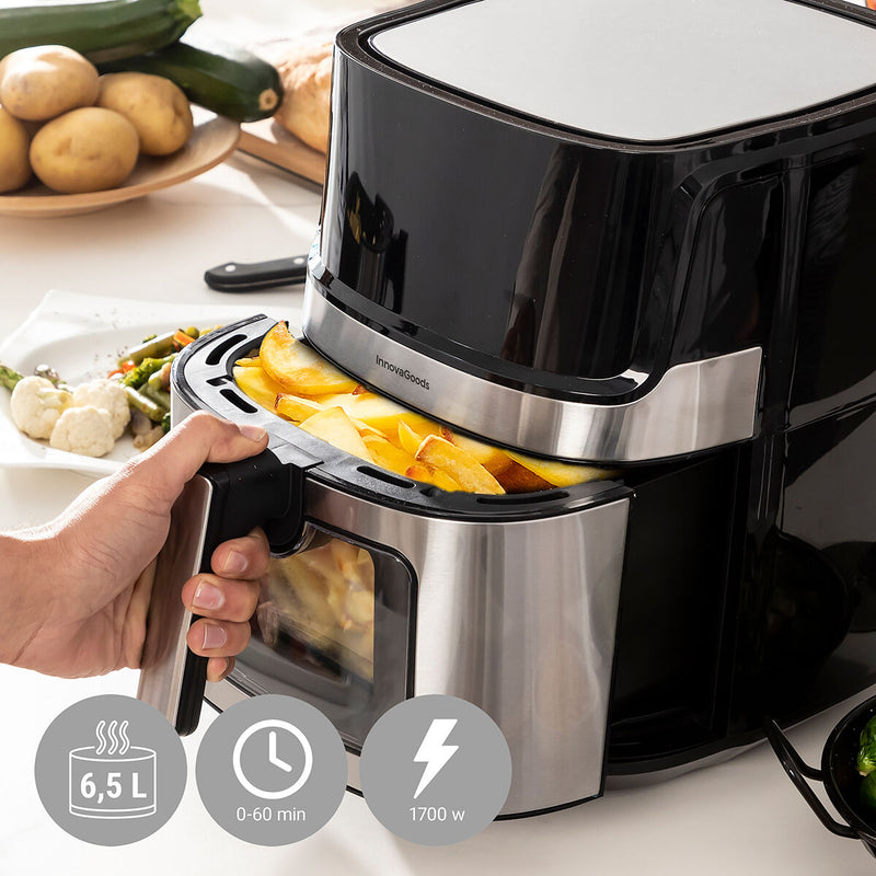 Friggitrice senza Olio InnovaGoods Fryinn View 6500 Nero Acciaio inossidabile 1700 W 6,5 L