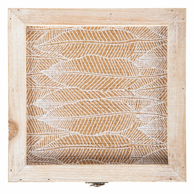 Scatola Decorativa Fogli Rattan 20 x 20 x 12 cm DMF (2 Unità)