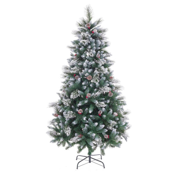 Albero di Natale Bianco Rosso Verde Naturale PVC Metallo 240 cm