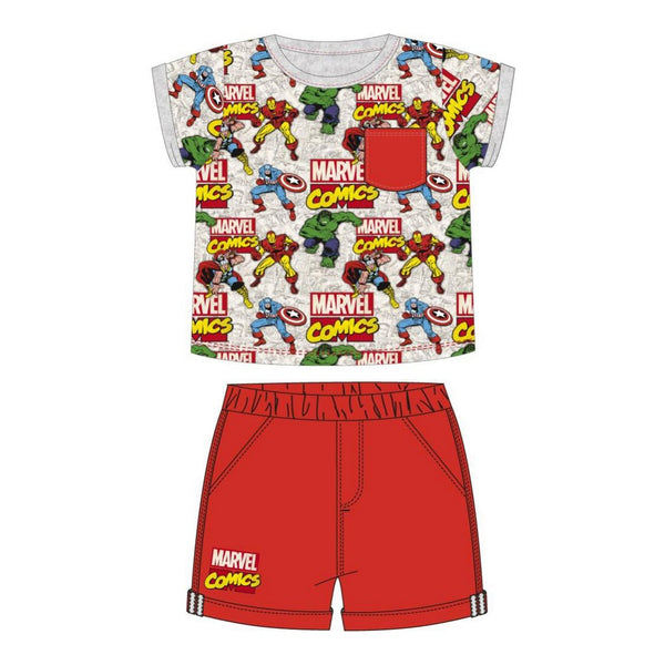 Completo Maglietta e Pantaloncini per Neonati Marvel Rosso