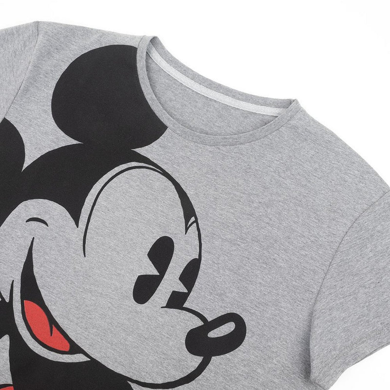 T-Shirt Maglietta a Maniche Corte Donna Mickey Mouse Grigio