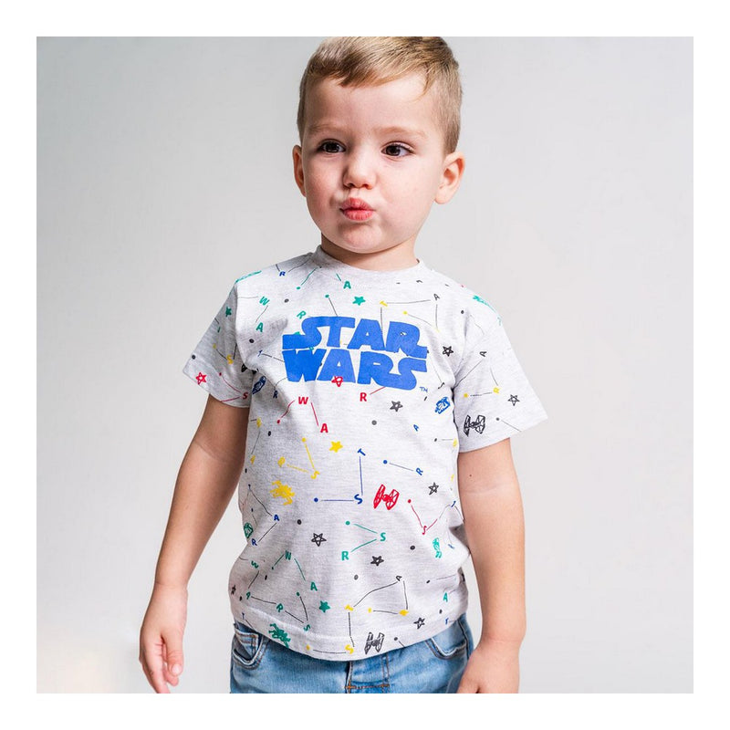 T-Shirt Maglietta a Maniche Corte per Bambini Star Wars 2 Unità Grigio