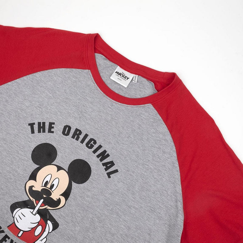 Pigiama Estivo T-Shirt e Pantaloncino da Uomo Mickey Mouse Rosso Grigio