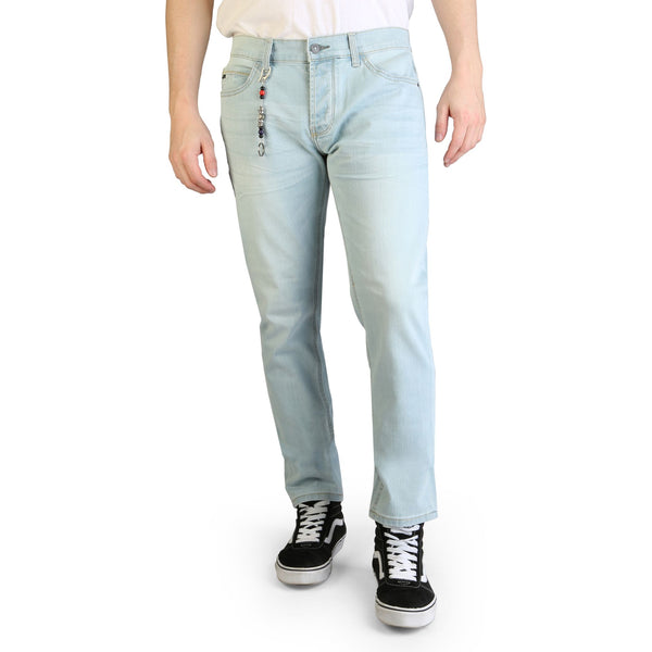 Pantaloni Jeans da Uomo Yes Zee Blu chiari a gamba dritta