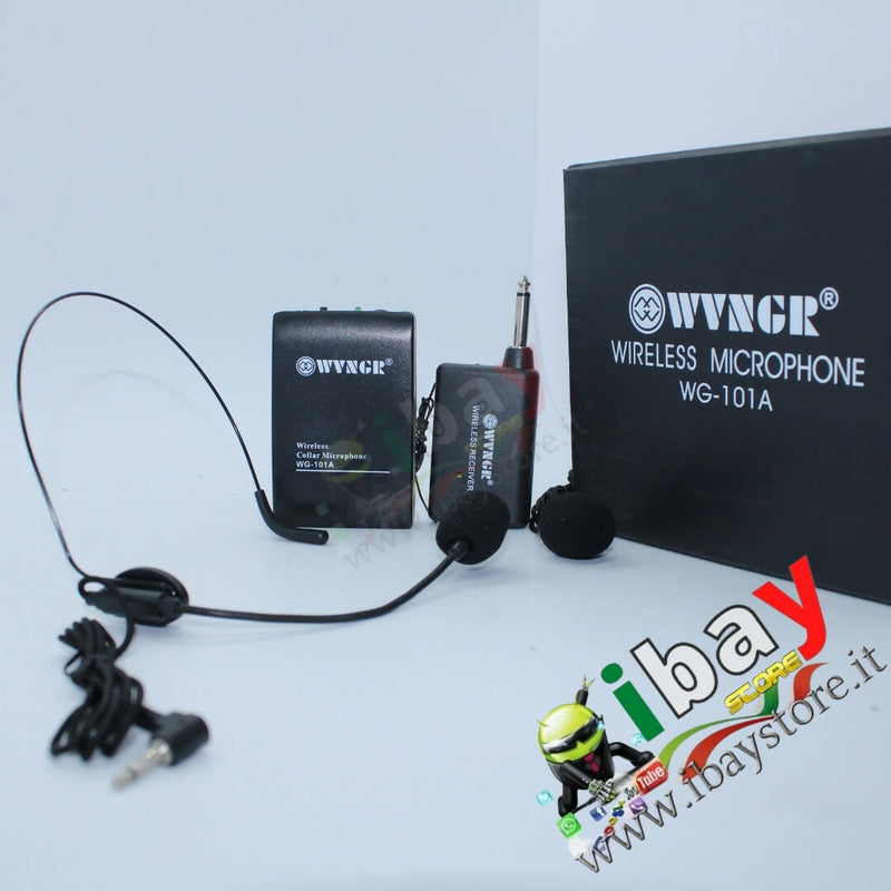 Microfono Professionale ad Archetto con Centralina senza Filo Wireless VHF