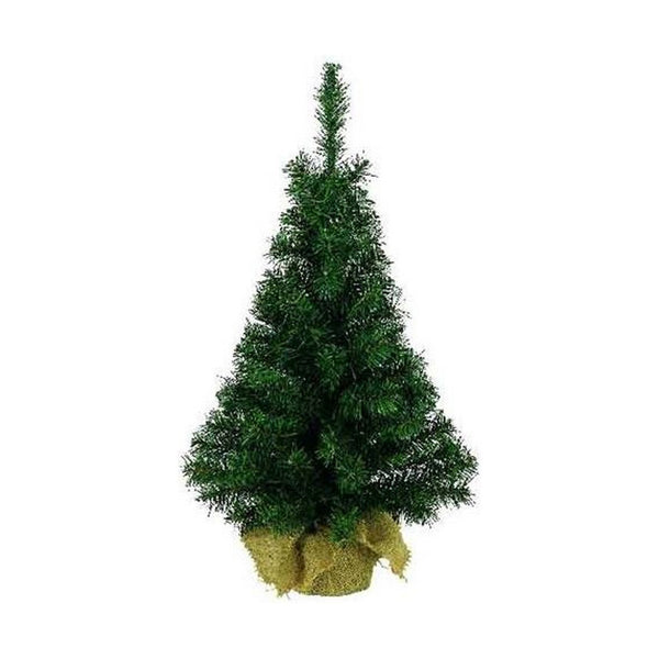 Albero di Natale Piccolo da Tavolo Verde alto 45 cm con base rivestita in tessuto