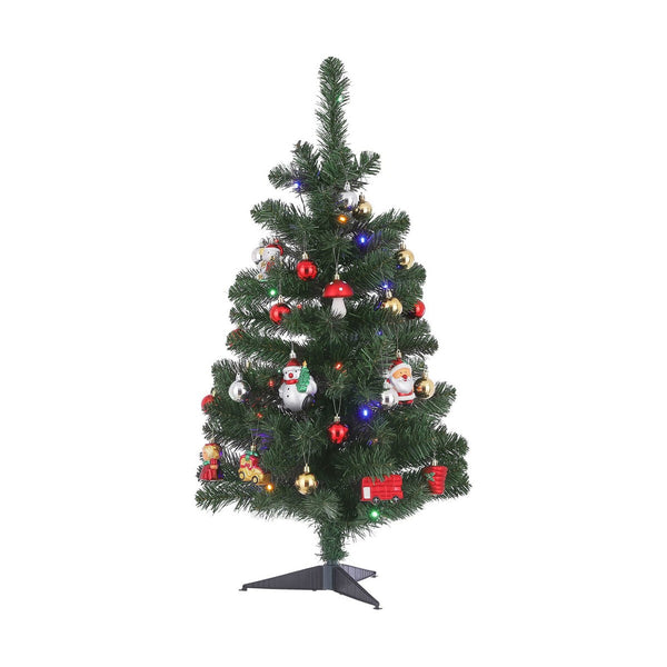 Albero di Natale Decorato con rami in PVC, palle e altri addobbi - 90 cm