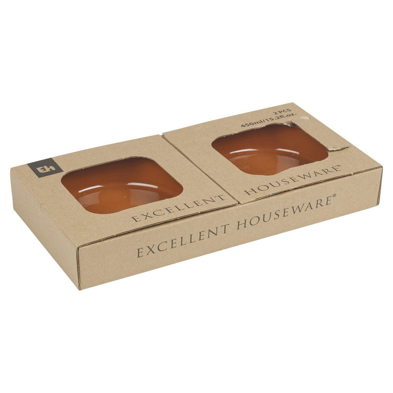 Set da Aperitivo Excellent Houseware Pentola Terracotta Argilla cotta (Ø 15,5 x 3,8 cm) (450 ml) (2 Pezzi)