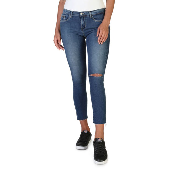 Pantaloni Blue Jeans da Donna Calvin Klein Aderenti Skinny con Strappo