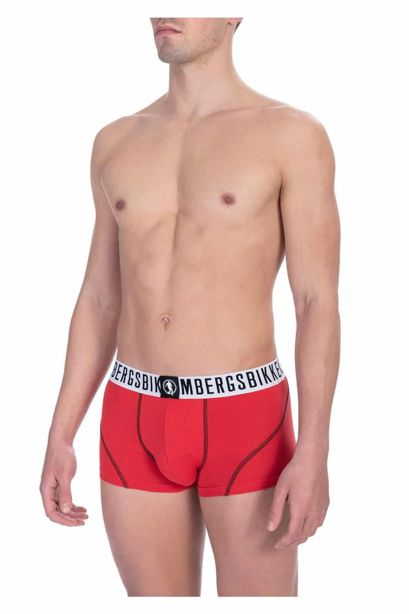 Confezione da 2 Boxer Intimi da Uomo Rossi Elasticizzati in Cotone Bikkembergs - Logo a Vista
