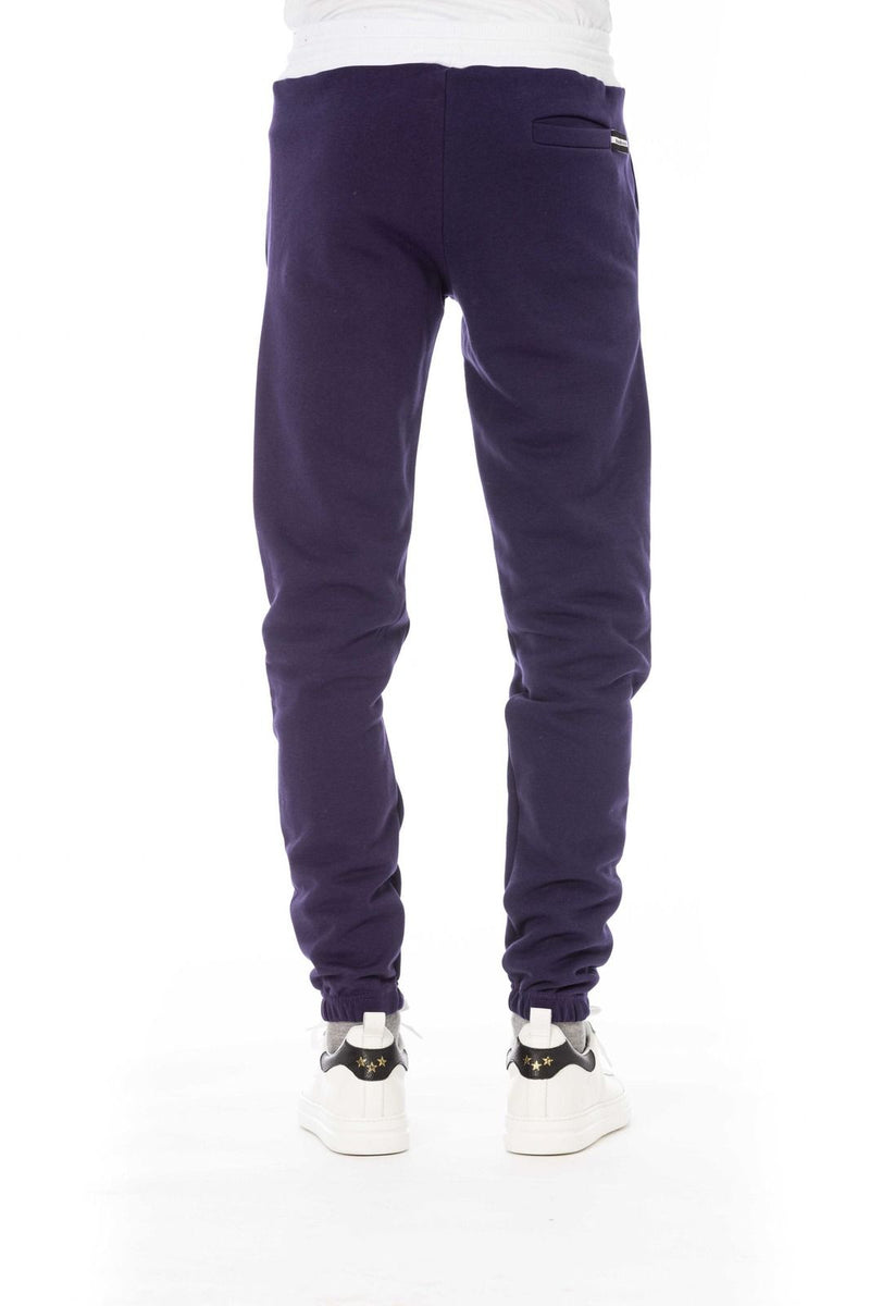 pantaloni tuta da uomo in cotone con vita elasticizzata viola scuro