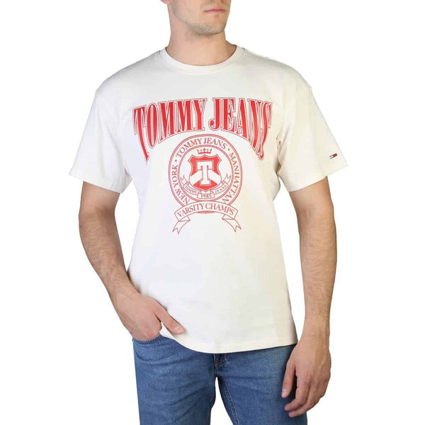 T-shirt Uomo Tommy Hilfiger Bianca con Logo Rosso Frontale "Tommy Jeans - New York - Manhattan"