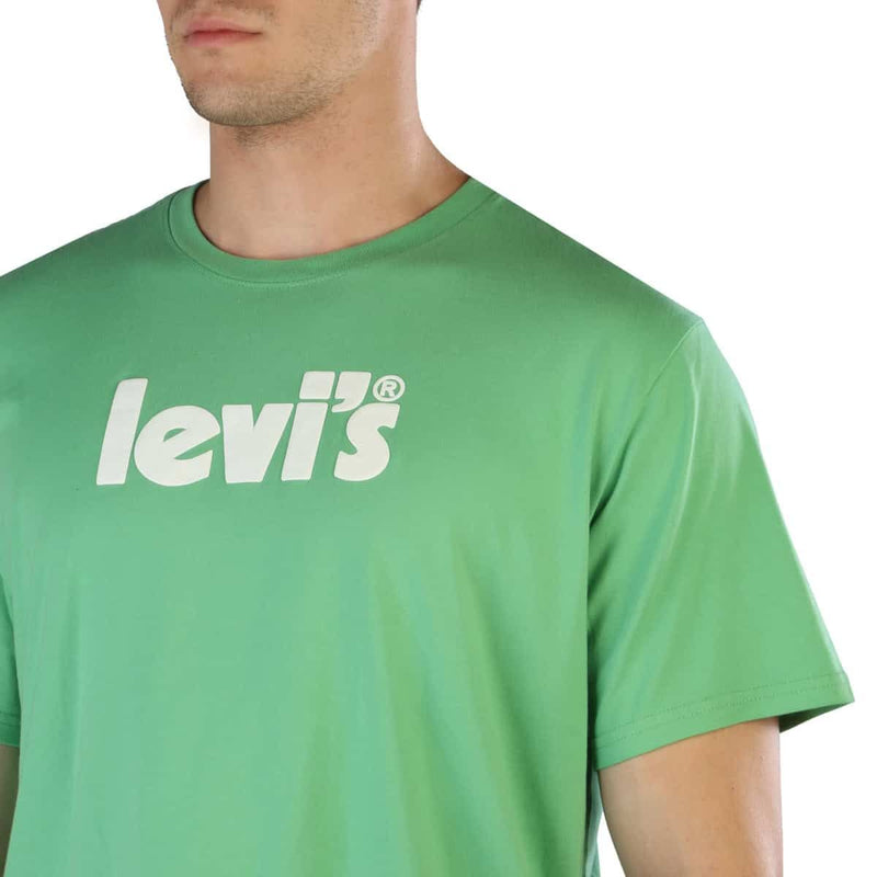 T-shirt Uomo Levis Maglietta a Maniche Corte Verde con Logo centrale