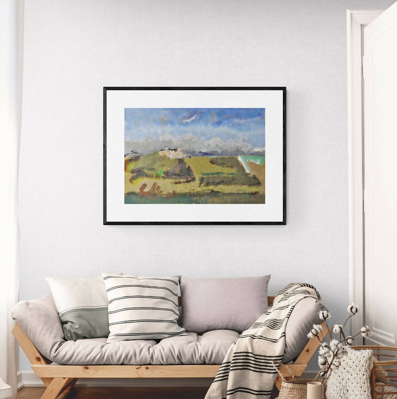 Quadro originale paesaggio moderno dipinto campagna estate 27x40 cm