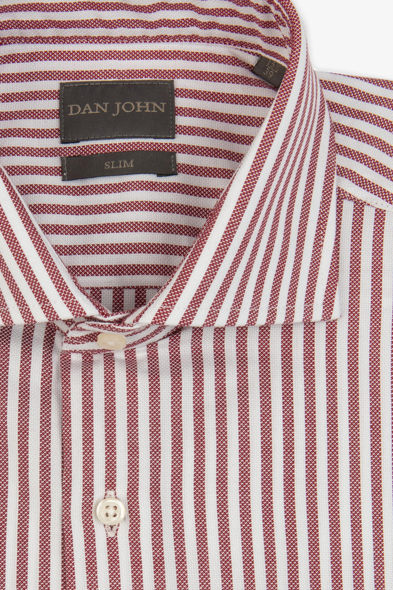 Camicia a righe operata bordeaux slim