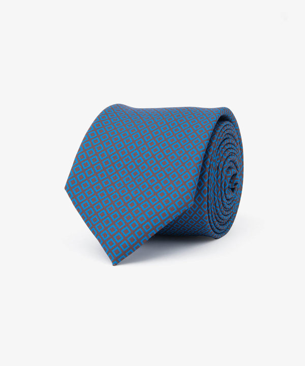 Cravatta Classica da Uomo Dan John Fantasia geometrica a Micro-Quadri marrone e blu