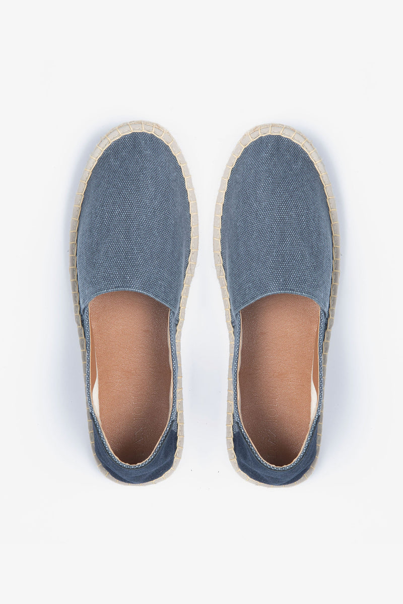 Espadrillas in Tessuto Canvas Blu da Uomo con Dettagli Suede