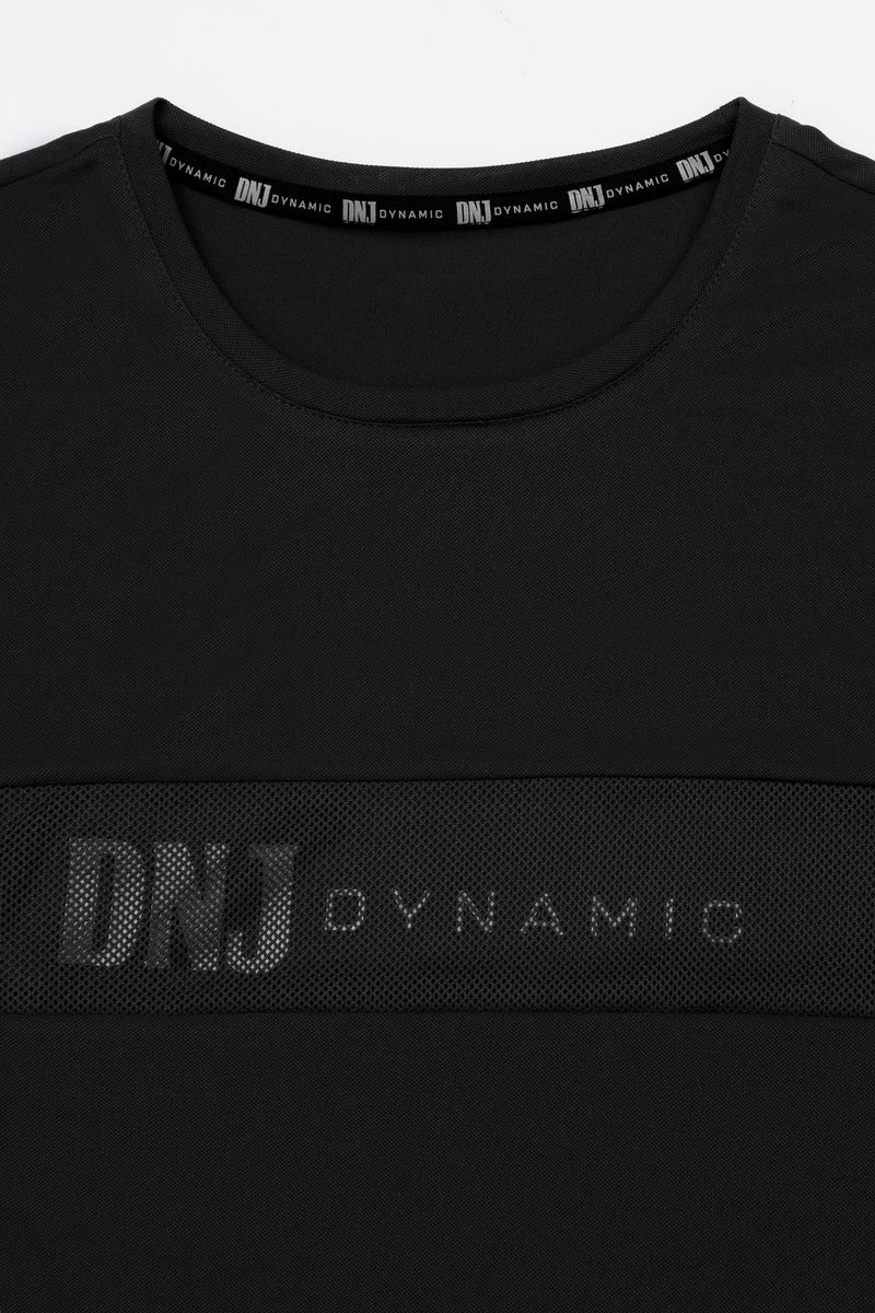 T-shirt inserto rete con logo nero DNJ