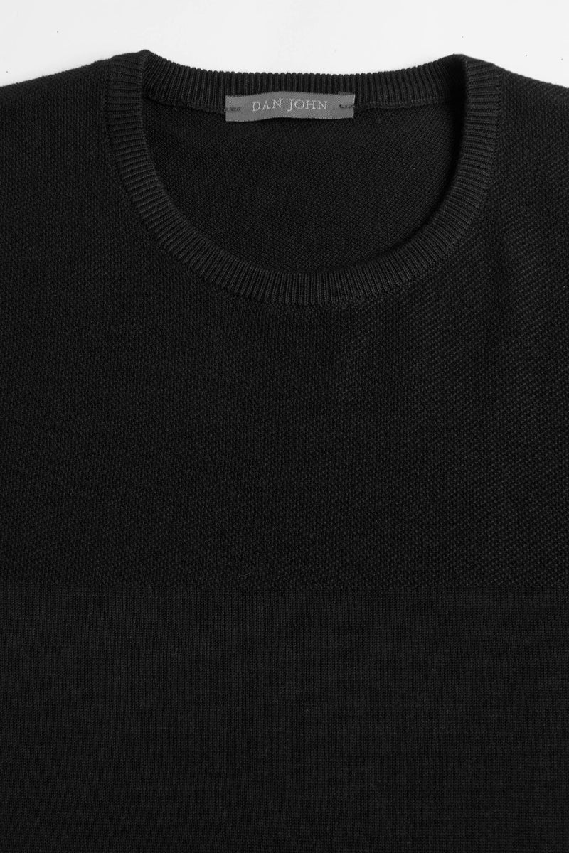 T-shirt in maglia riga piazzata nera