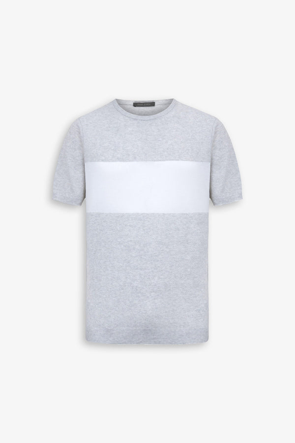 T-shirt in maglia riga piazzata polvere