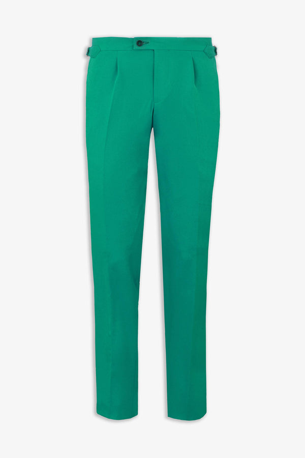 Pantalone da abito tinta unita con pinces verde
