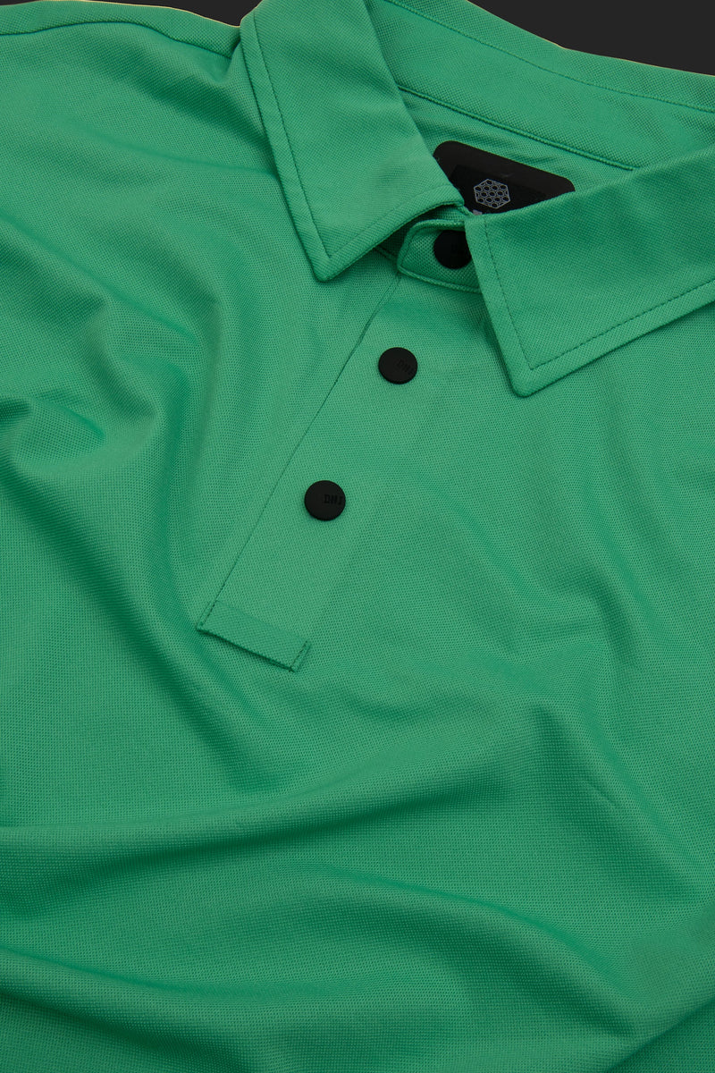 Polo tecnica con bottoni verde DNJ