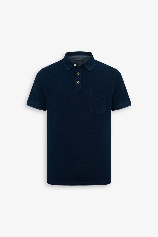 Polo piquet di cotone denim