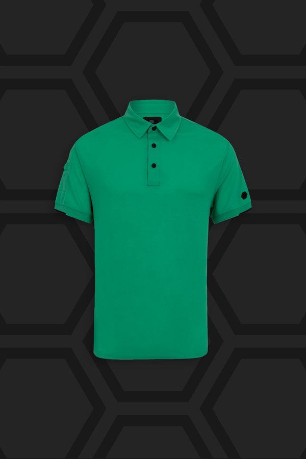 Polo tecnica con bottoni verde DNJ