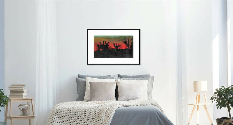 Quadro originale moderno paesaggio tramonto regalo acrilico 35x60 cm
